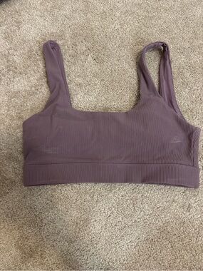 Love Fitness Ribbed Scoop Neck Bralette in Dusty Mauve